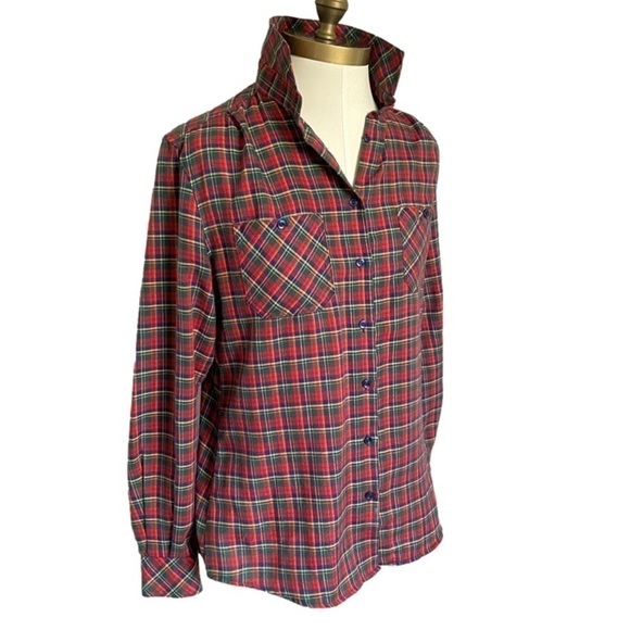 Vintage Red Plaid Button Up Collared Shirt - XS/S - Picture 3 of 9
